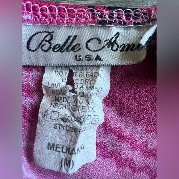 Belle Amie Vintage Y2K 90s Abstract Babydoll Handkerchief Hem Pink tank top M - Picture 5 of 9